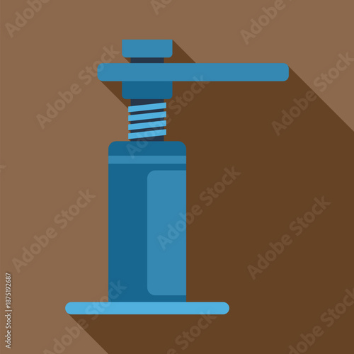 Blue screw jack tool on brown background, providing lifting and support