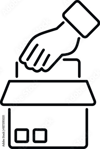 Hand inserting an item into a box, symbolizing donation, voting, or submitting a suggestion