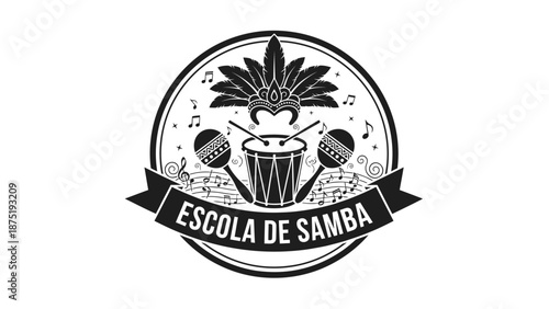 Black and white samba school logo.