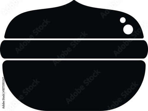Black silhouette icon of a macaron on a white background