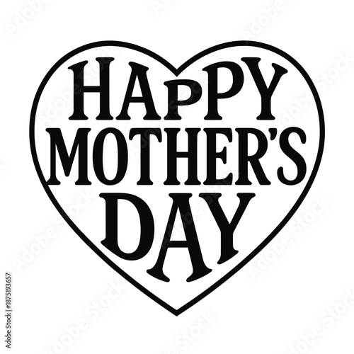 Elegant Dark Gray Mother's Day Heart Design: A minimalist and heartfelt tribute celebrating mothers, perfect for cards, social media, and digital greetings, conveying love