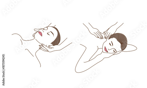 A woman relaxing and receiving beauty treatments