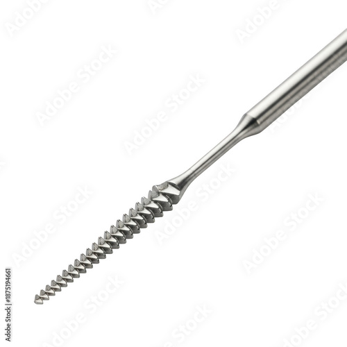 Dental drill bit with spiral cutting edge isolated on a transparent background dental tool