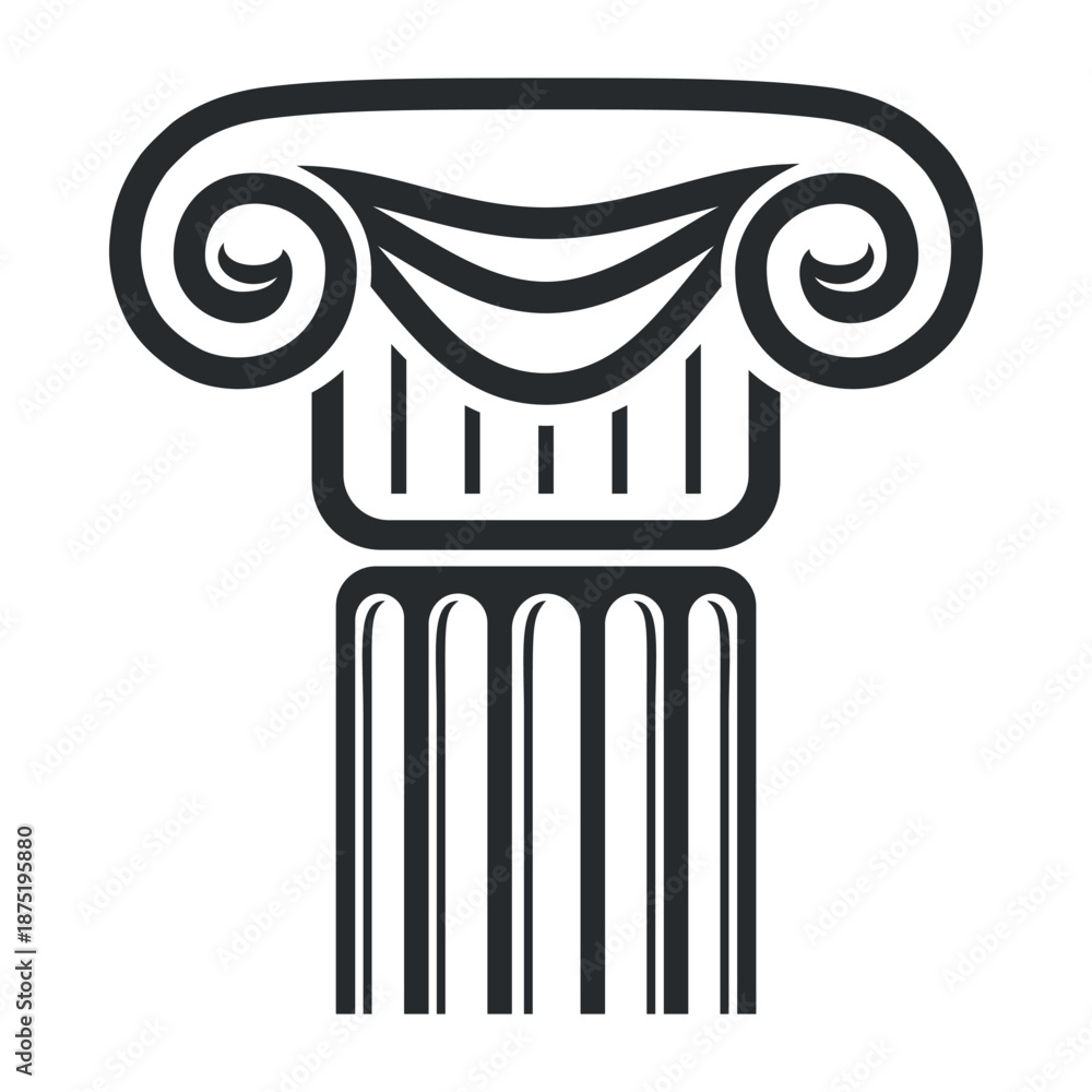 Naklejka premium Ancient Greek or Roman column icon representing classic architecture in a minimalistic vector style