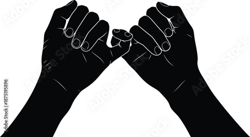 Black silhouette of two hands making a pinky promise gesture