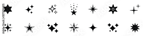 Star icon. Stars in modern simple flat style. Stars collection. Star vector icons. Black set of Stars, isolated on transparent background.