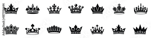 Crown icon set. Royal crown symbol collection. line crown icon. vector illustration.