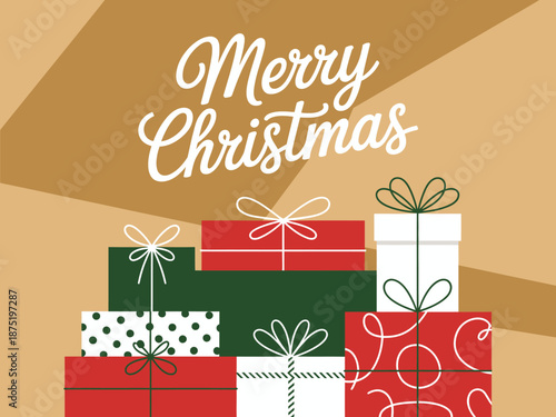 Brightly decorated Christmas gift boxes piled together, showcasing the festive spirit of the holidays and the joy of giving and receiving during this special season.