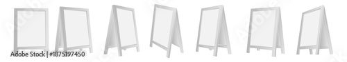 Blank A-frame sandwich board mockup white frame vector illustration