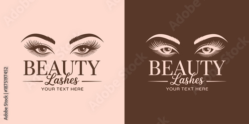 A contemporary beauty logo features elegant eyelash illustrations, promoting a beauty brand focused on eye makeup, embodying sophistication and allure in visual identity.