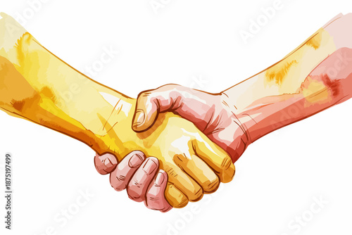 A vibrant illustration depicting two hands shaking conveys a powerful message of collaboration, unity, and the importance of building relationships in life.