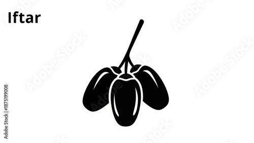 Iftar dates icon simple black silhouette for Ramadan and Islamic celebrations isolated on white background