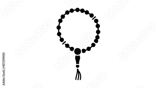 Islamic prayer beads black tasbih icon simple vector illustration for religious concepts isolated on white