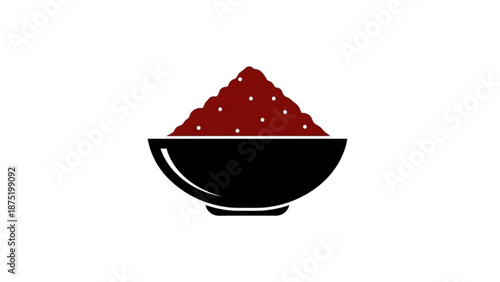 Pile of red lentils in a black bowl healthy food ingredient illustration isolated on white background