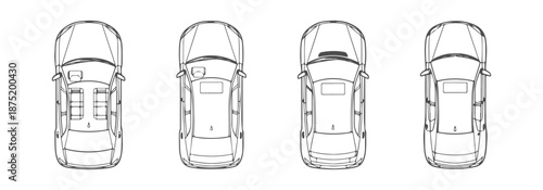 Professional Architectural Top View Cars CAD Drawings - Sedan SUV and Hatchback Plan Symbols for Site Layouts