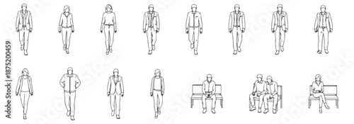 Top View People CAD Blocks for Architectural Plans - Scale Human Figures including Men and Women Walking Standing and Sitting