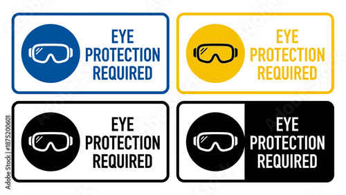 Eye Protection Required Mandatory Construction Safety Sign - Flat Vector