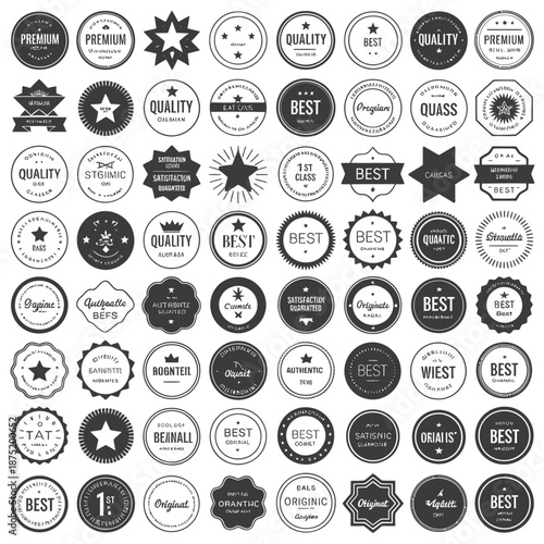 collection of best quality labels and badges in various shapes and designs