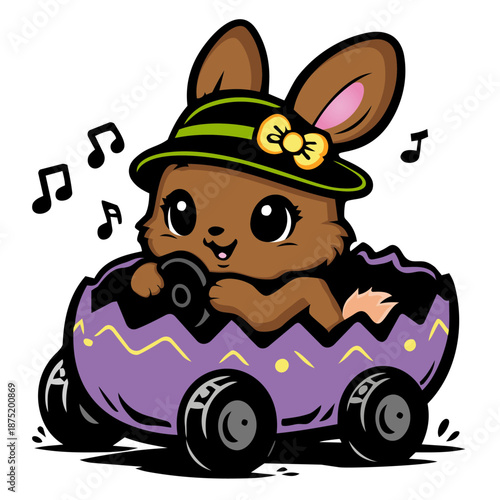 Osterhase fährt Eierauto Icon