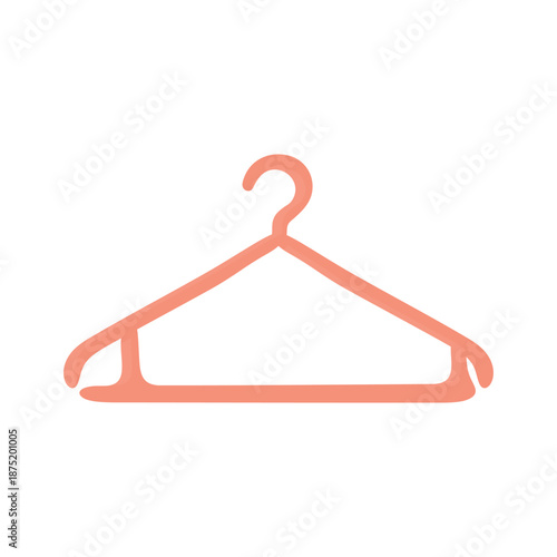 Minimal flat illustration of a clothes hanger icon. Fashion and wardrobe concept, ideal for laundry services, clothing brands, retail apps, wardrobe organization, and lifestyle design projects.
