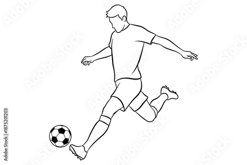 Silhouette of a football player kicking a ball during a match, captured in dynamic action