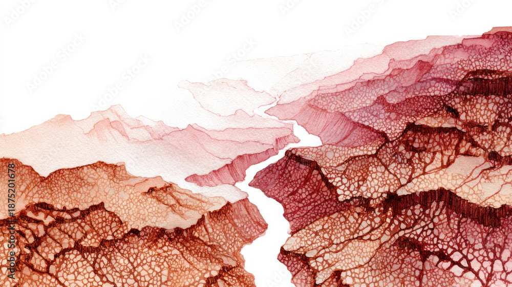 Fototapeta premium Gran Canyon Watercolour Illustration on a White Background