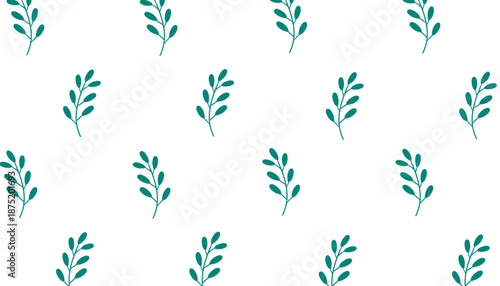 Green Leaf Seamless Pattern Minimal Botanical Background
