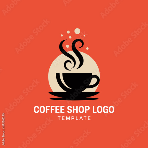 A modern and stylish logo design featuring a coffee cup and steam, ideal for coffee shops and cafés, conveying warmth and comfort in a minimalistic artistic style.