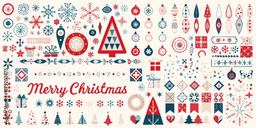 a colorful christmas themed collage with various shapes and designs