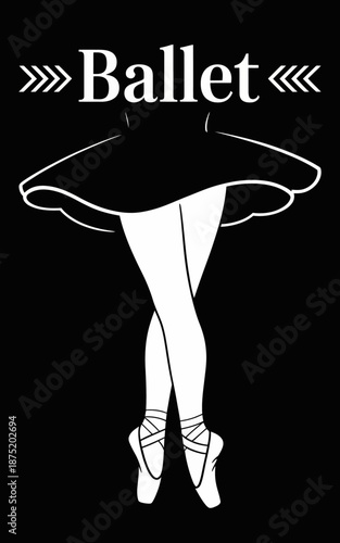 A striking silhouette of a ballerina in a tutu against a black background, symbolizing grace, elegance, and the beauty of ballet dance movements in art.