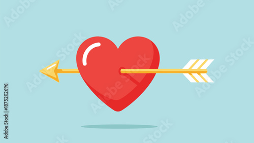 A vibrant red heart pierced by a golden arrow symbolizing profound romantic affection and