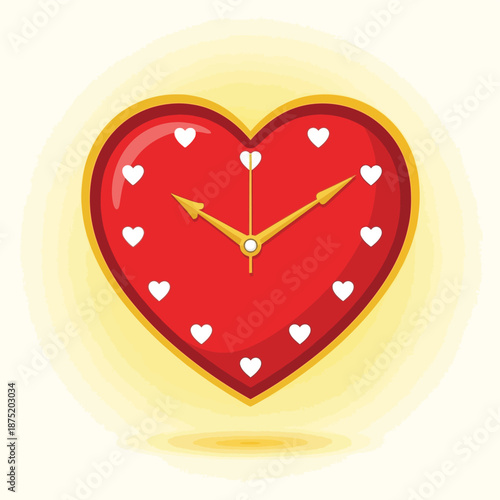 Stylized heart-shaped clock illustration symbolizing timeless affection and romantic moments