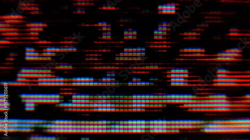 Signal Disturbance Broken Monitor macro view, Screen TV Glitch Error,  VHS static noise glitch overlay, Distorted CRT VCR Video Effects