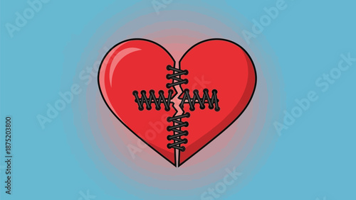 Symbolic representation of mending emotional wounds and finding renewed strength after heartbreak