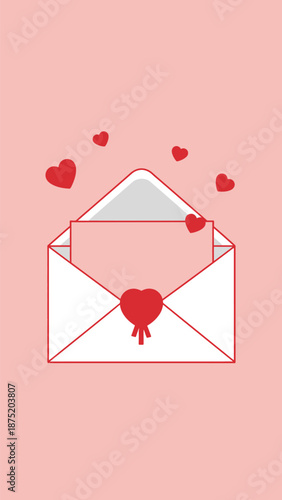 A tender message of affection arriving in an open envelope adorned with symbols of love and care