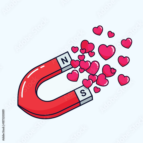 Vibrant Red Magnet Illustrating Emotional Pull and Affectionate Connection in a Charming Way