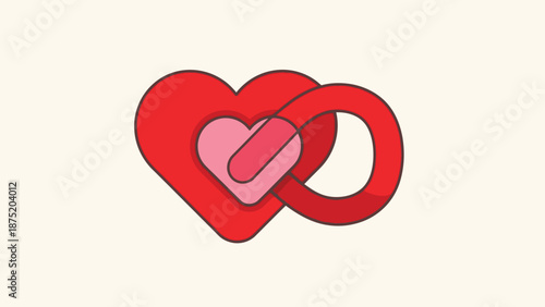 Vibrant red heart intertwined with infinite loop symbol signifying eternal love and profound