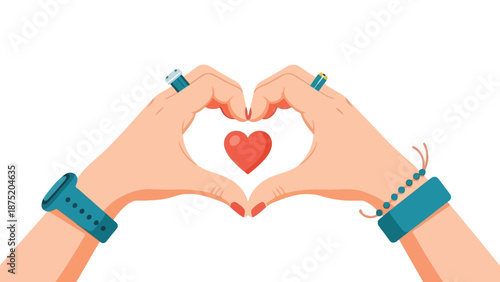 Expressing heartfelt connection through a symbolic hand gesture forming a perfect red heart