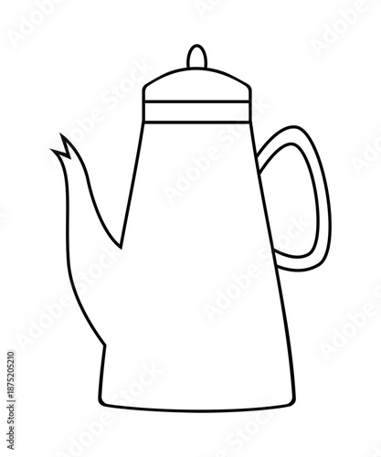 Coffee pot line art illustration.