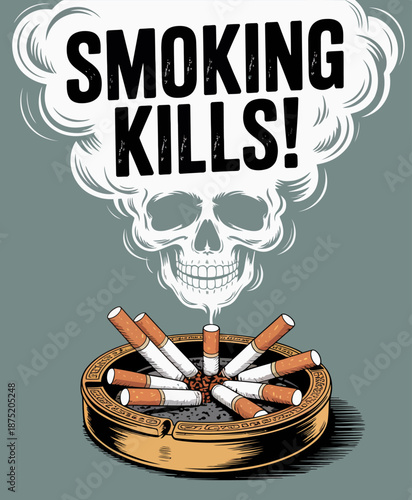 A striking anti-smoking image featuring cigarettes arranged around a skull, sending a clear message about the dangers of smoking, encouraging viewers to reconsider their habits.