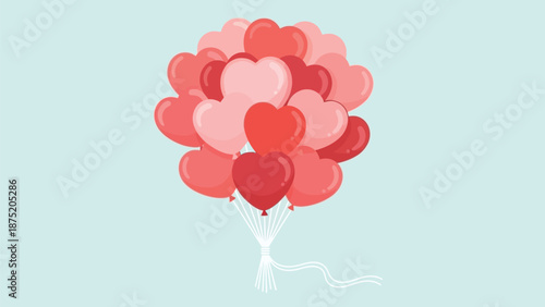 A vibrant assortment of heart-shaped balloons symbolizing affection and celebration against a soft