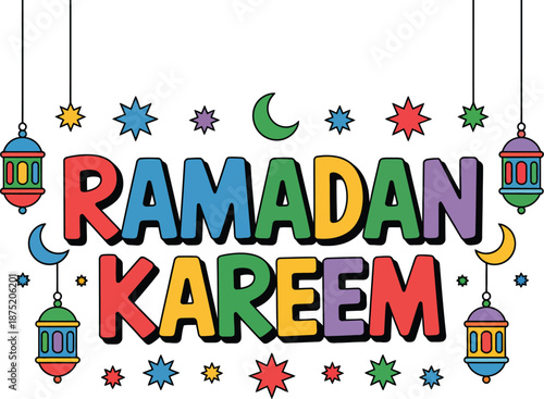 Ramadan Kareem Celebration Wishes Colorful Islamic Holiday Greetings