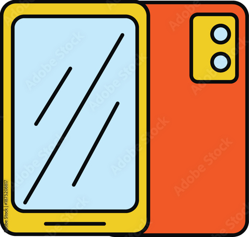 Vibrant smartphone graphic with yellow and orange design