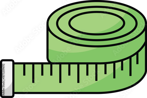 Green and White Measuring Tape with Metal Coil