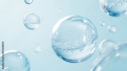 Clean Water Bubbles on Light Blue Background