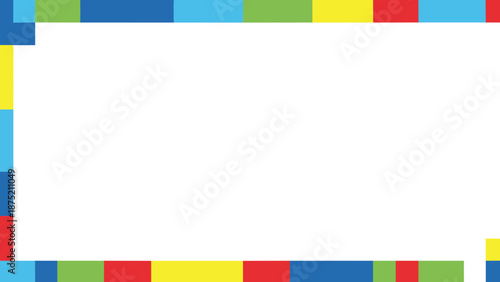 Colorful frame with white background and multicolored border.