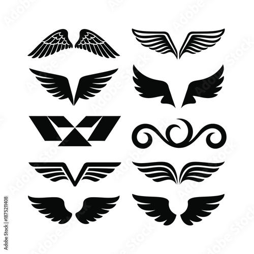 Wing silhouette angle variations diverse winged designs and shapes