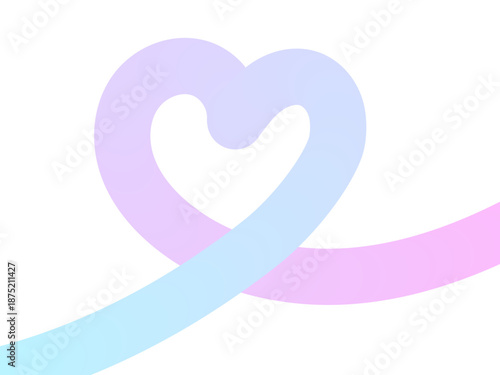 パステルグラデーションのハートリボン素材 /Pastel Gradient Heart Ribbon Vector