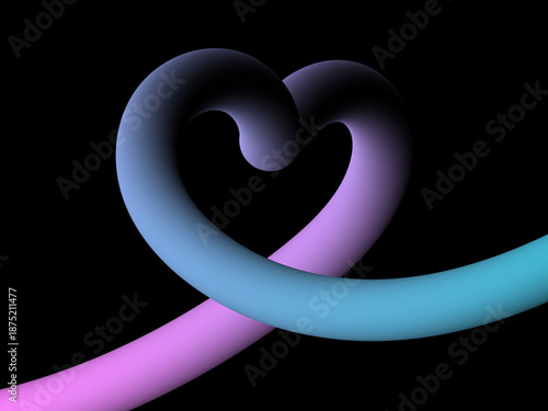 ネオン調グラデーションハート背景素材 /Neon Gradient Heart Ribbon Background