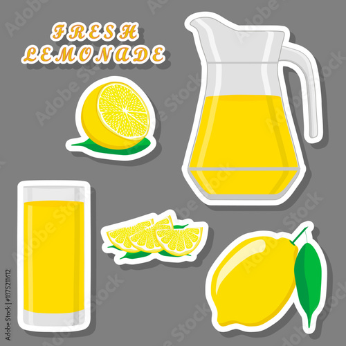 Tasty lemon lemonade in glass pitcher